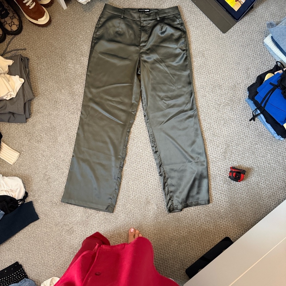 Metallic Dark Gray Dress Pants - Picture 4 of 4
